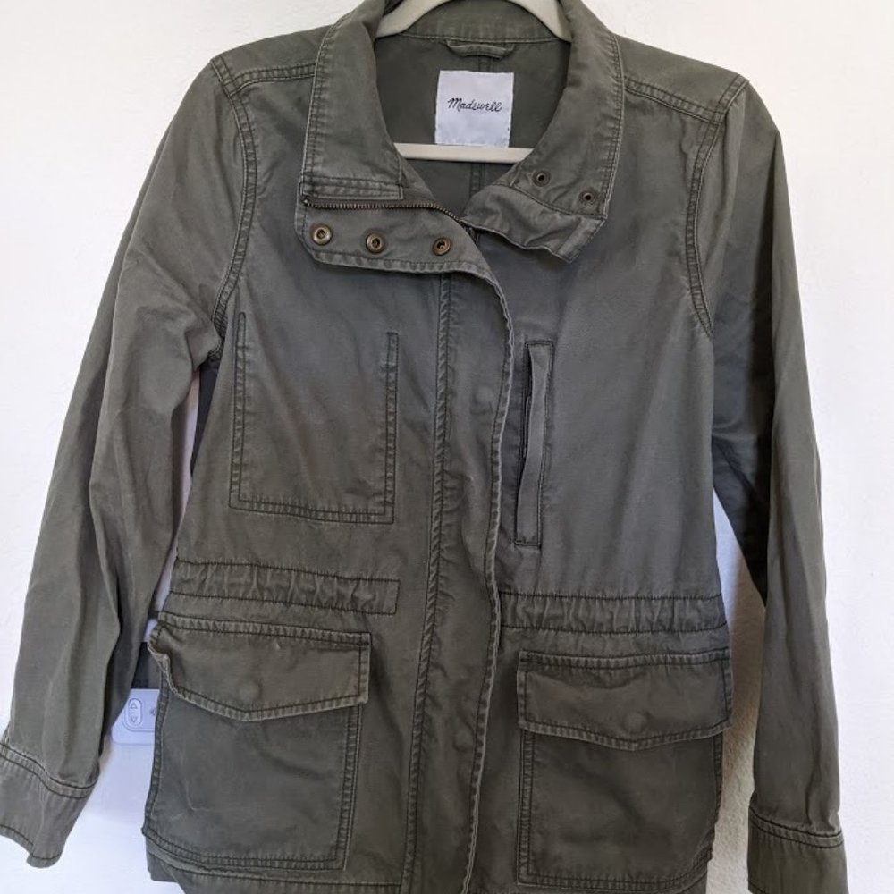 Madewell cotton passage lightweight green jacket M
